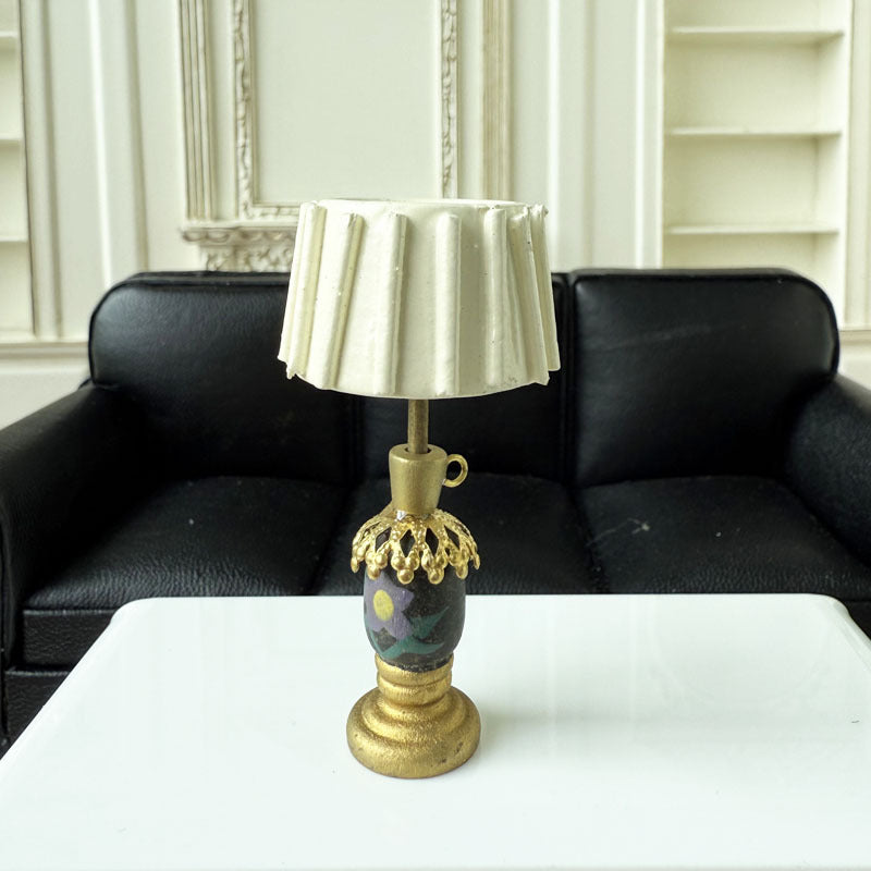 1:12 Dollhouse Miniature Table Lamp White Shade Bedside Lamp