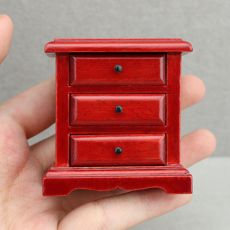 1:12 Dollhouse Wooden Furniture Bedside Table Drawer Storage Side