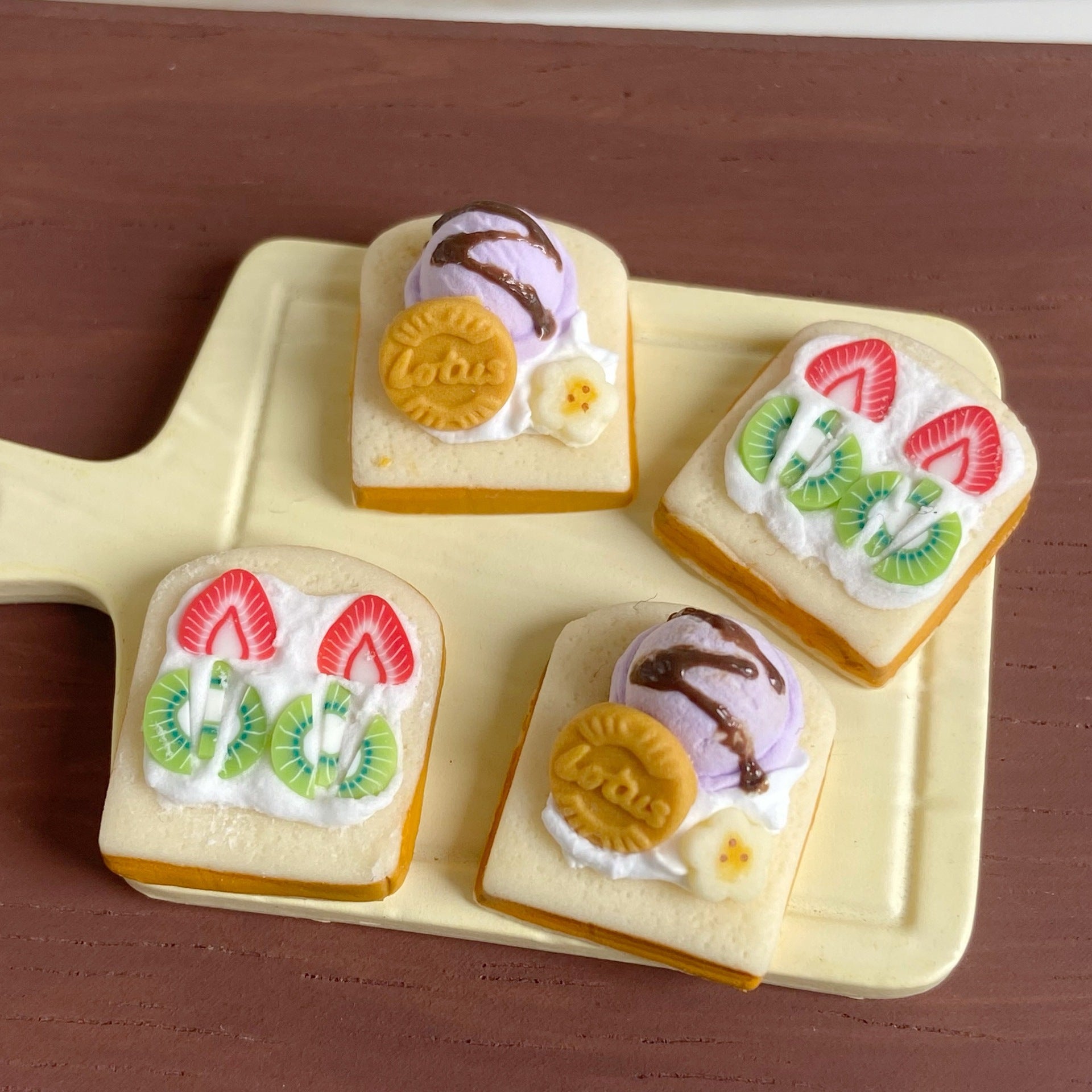 Cute Miniature Artificial Flower Ice Cream Toast Miniature Food