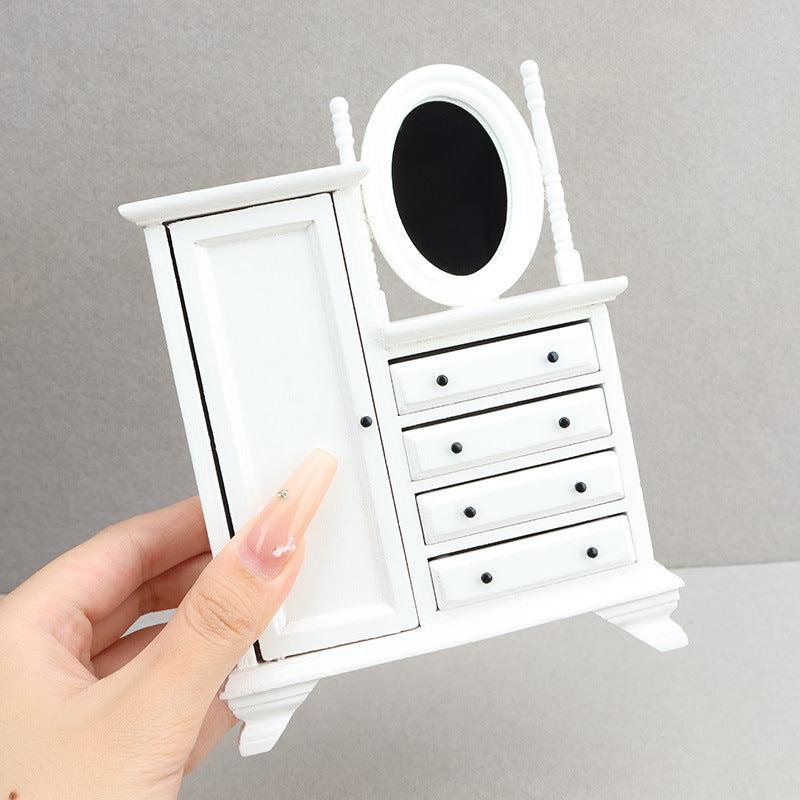 1:12 Dollhouse wooden  Decoration European Style Storage Dressing Cabinet