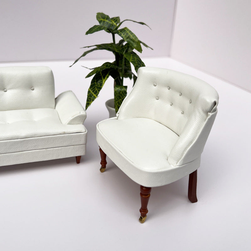 1:12 Dollhouse Furniture Living Room Model Leather Sofa Backrest Chair Wheelchair