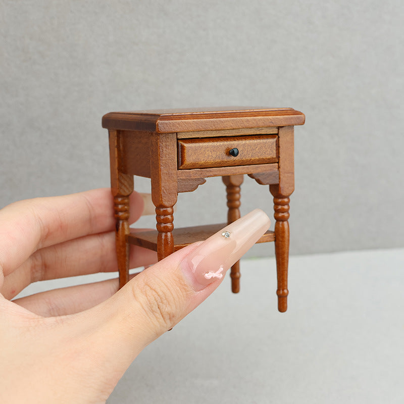 1:12 Dollhouse Wooden Furniture Bedside Table Side Cabinet