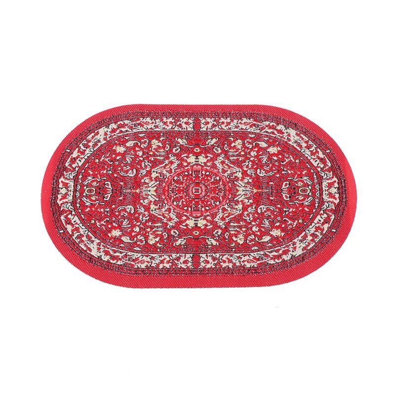 1:12 Dollhouse Floor Decoration Miniature Oval Carpet Turkish Woven Rug