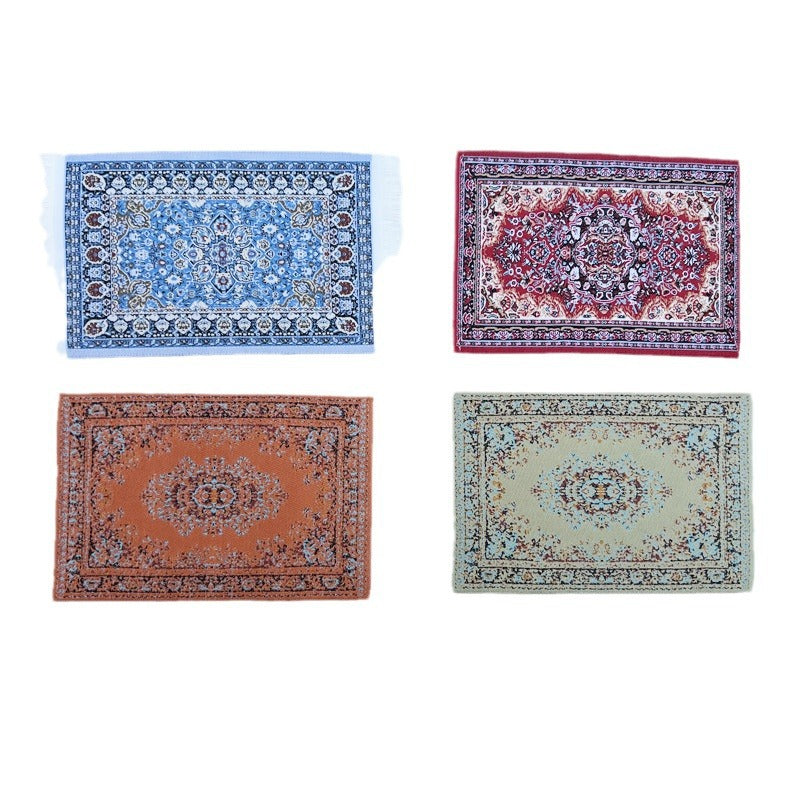 Dollhouse Mini Floor Living Room Decoration Turkish Carpet Woven Rug Handmade 4 Colors New