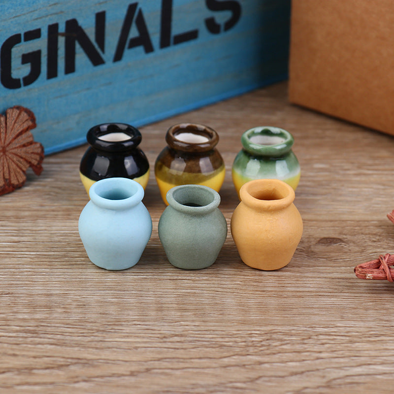 112 Dollhouse Miniature Furniture Set Plain Color Half Glazed Vase 6pcs