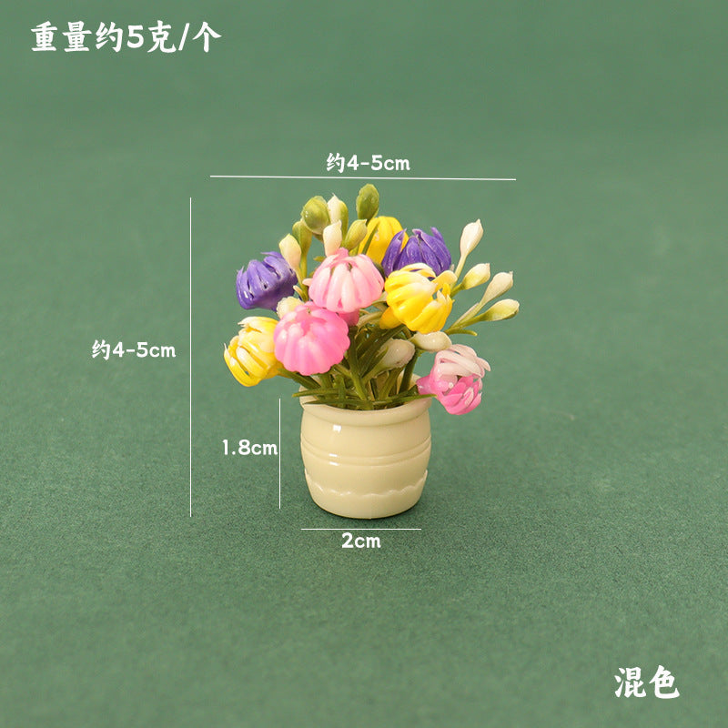 Dollhouse Miniature Plant Pot with Colorful Floral