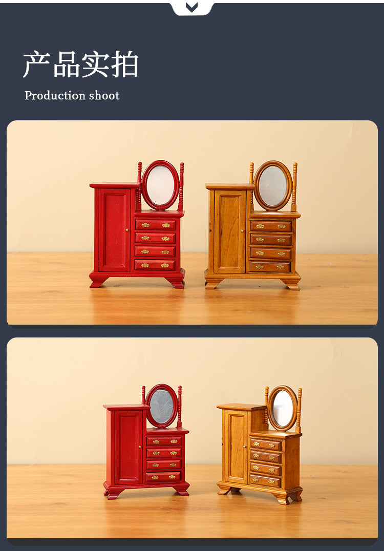 1:12 Dollhouse Mini Furniture Bedroom Furniture Chest of Drawers Vintage Dressing Table Wholesale