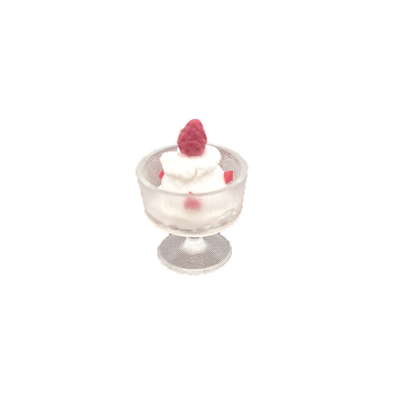 Miniature Toy Simulation Strawberry Ice Cream Cup Food Play 1/6 Blythe 1/8 BJD Dollhouse Scene Props