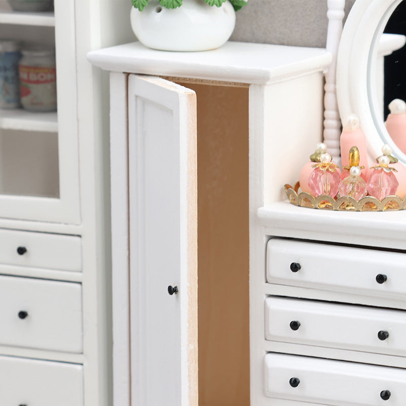 1:12 Dollhouse wooden  Decoration European Style Storage Dressing Cabinet