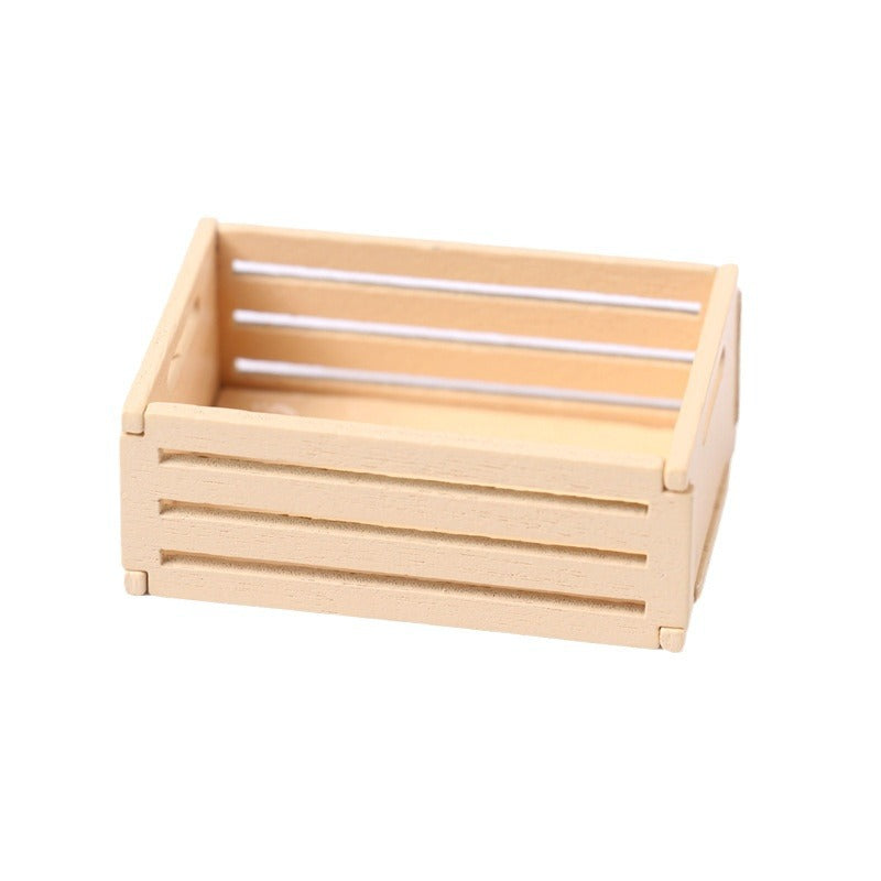 Mini Fruit Wooden Frame Storage Box Organizer Basket Dollhouse Miniature Scene Decoration