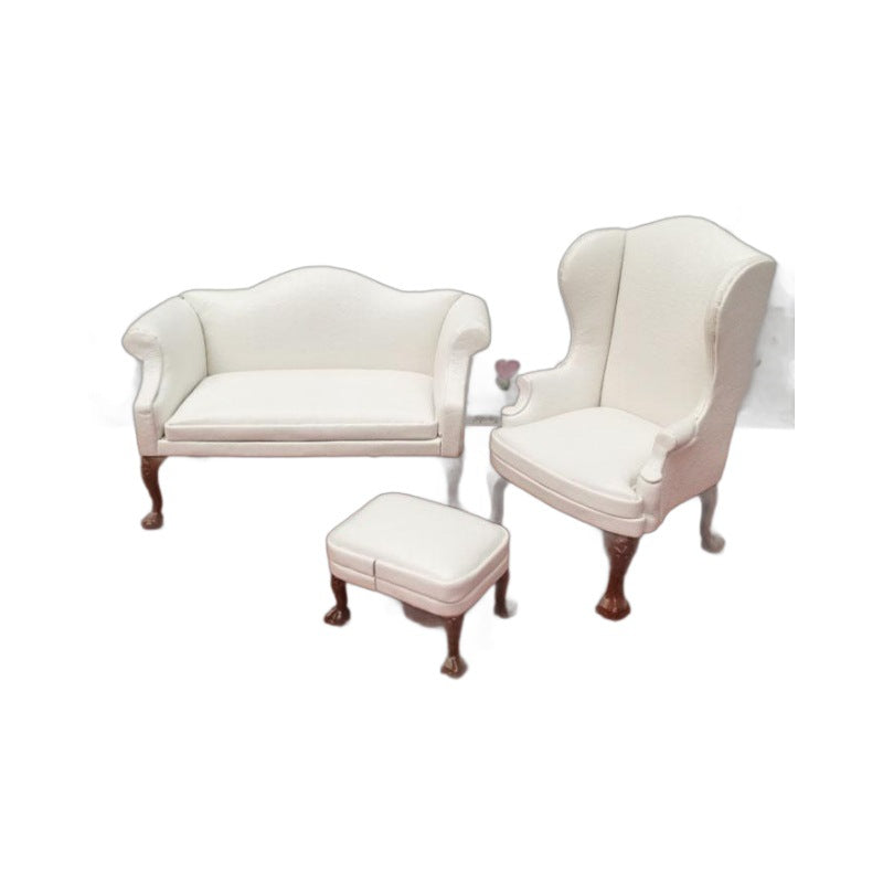 1:12 Dollhouse Mini Furniture Model Gift Single and Double Leather Sofa with Footrest