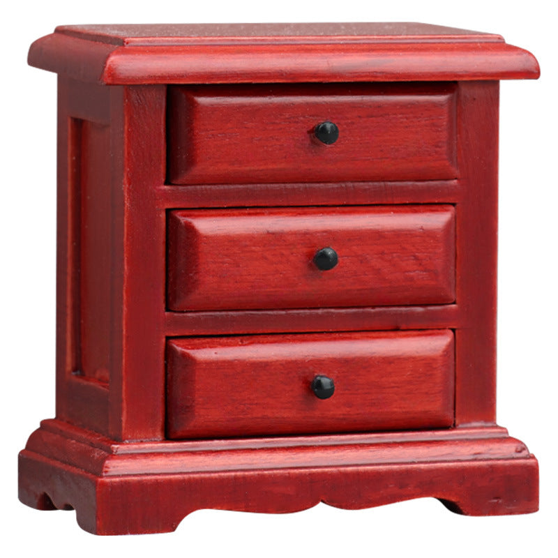 1:12 Dollhouse Wooden Furniture Bedside Table Drawer Storage Side