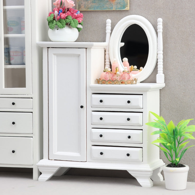 1:12 Dollhouse wooden  Decoration European Style Storage Dressing Cabinet