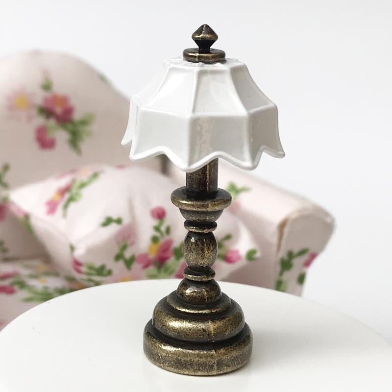 1:12 Dollhouse Miniature Model Scene OB11 Props Metal Tiffany Table Lamp Bedside Lamp