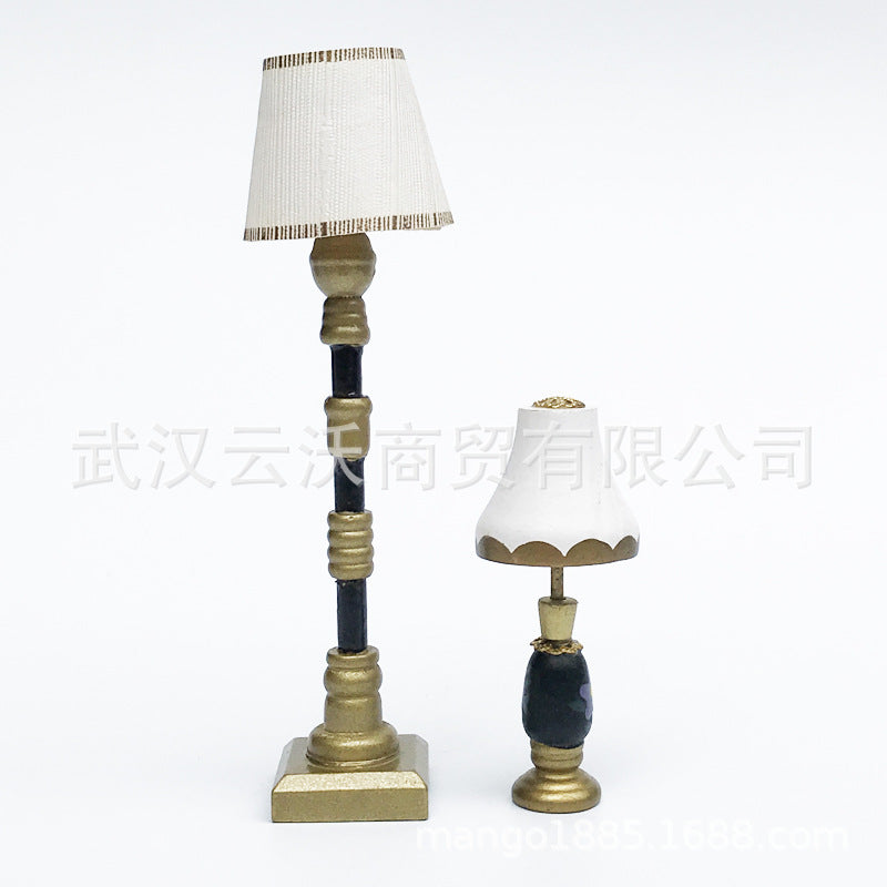 DIY 1:12 Dollhouse Miniature Model Mini Scene Props Resin Floor Lamp Table Lamp Non-Lighting