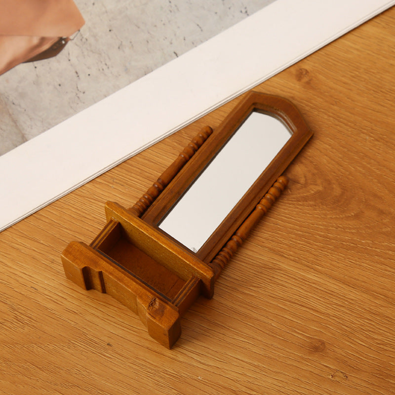 DIY Dollhouse Miniature Full-Length Dressing Mirror European Style Bedroom with Storage Cabinet Floor-standing Dressing Mirror Model Accessories