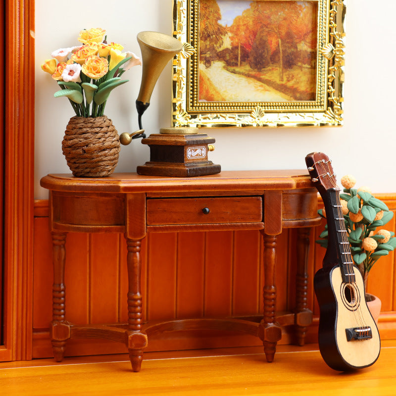 1:12 Dollhouse DOLLHOUSE Frniture Miniatur European Retro Half Table Desk