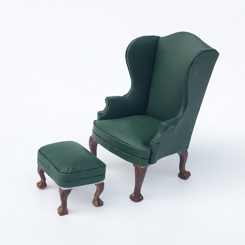 1:12 Dollhouse Mini Furniture Model Gift Single and Double Leather Sofa with Footrest