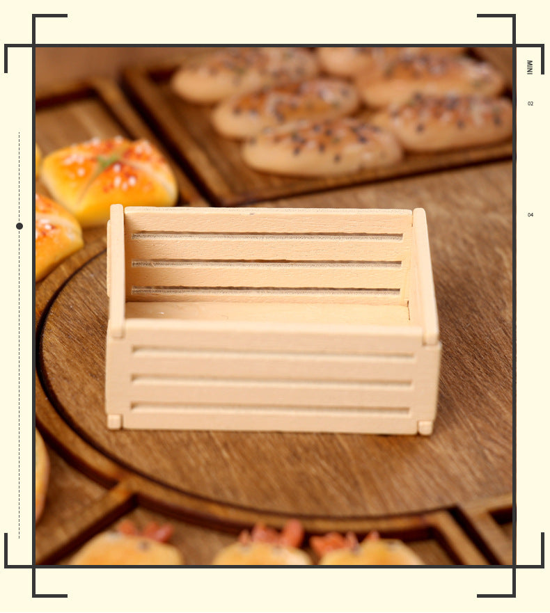 Mini Fruit Wooden Frame Storage Box Organizer Basket Dollhouse Miniature Scene Decoration