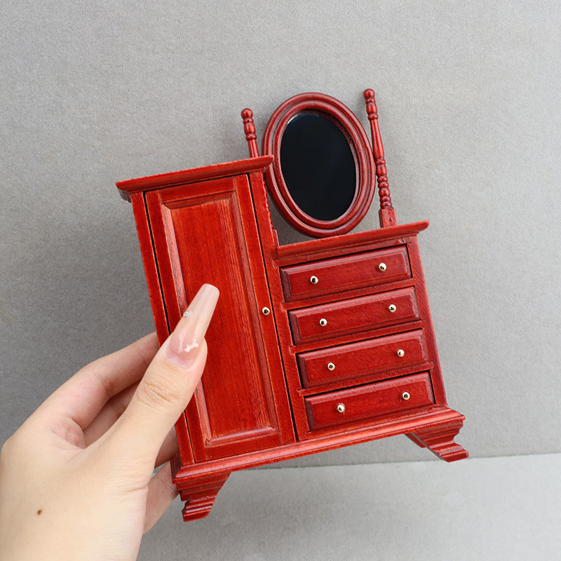 1:12 Dollhouse wooden  Decoration European Style Storage Dressing Cabinet