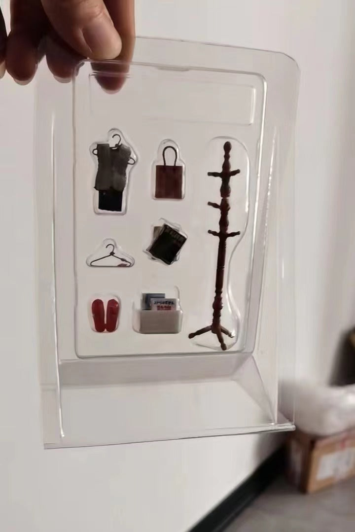 Dollhouse Miniature Dollhouse Accessories Miniature Simulation Mini Floor-standing Coat Rack Vintage Bag Rack Bedroom