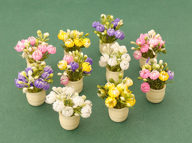 Dollhouse Miniature Plant Pot with Colorful Floral