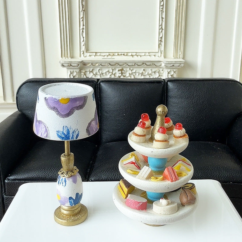 1:12 Dollhouse Miniature Table Lamp White Shade Bedside Lamp