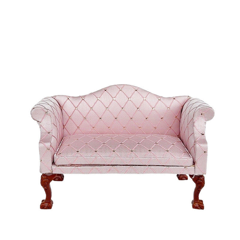 1:12 Dollhouse Living Room Scene Diamond Sofa Single Double Chair Sofa