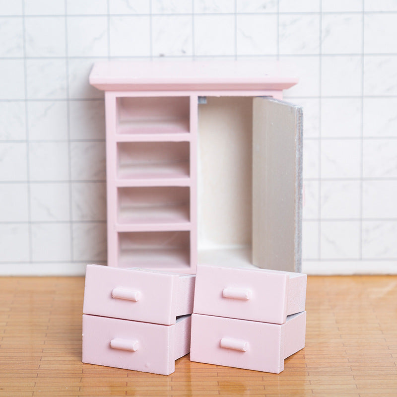 1:12 Dollhouse Miniature One Door Four Cabinets Simulation Furniture Mini Wooden Craft Ornament