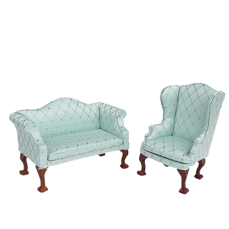 1:12 Dollhouse Living Room Scene Diamond Sofa Single Double Chair Sofa