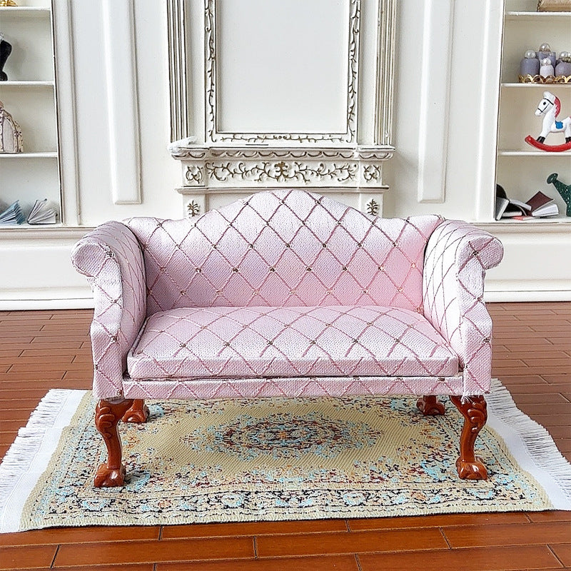 1:12 Dollhouse Living Room Scene Diamond Sofa Single Double Chair Sofa