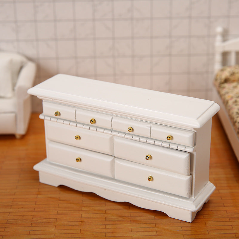1:12 Dollhouse Mini Furniture DIY Wooden Cabinet TV Cabinet Chest of Drawers Bedside Cabinet Miniature Model