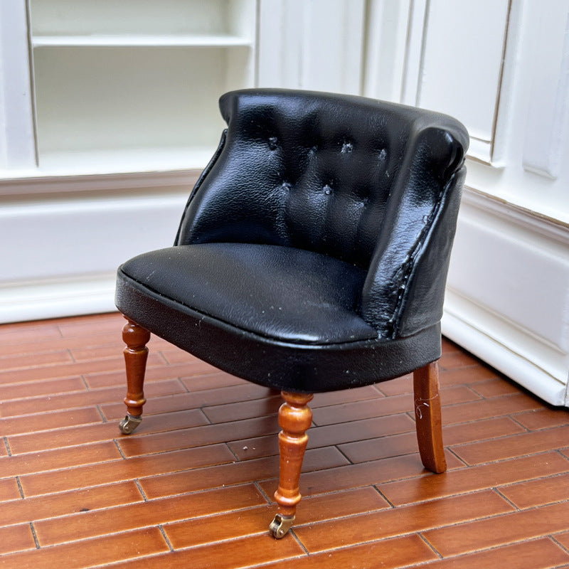 1:12 Dollhouse Furniture Living Room Model Leather Sofa Backrest Chair Wheelchair