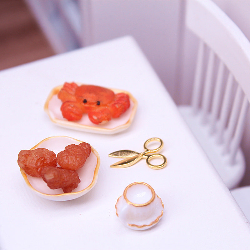 Dollhouse Miniature Food Accessories Miniature Realistic Kitchen White Tableware Bowls Plates Cups