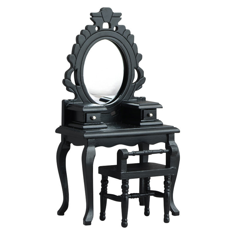 Dollhouse Miniature Wooden Bedroom Dresser and Chair