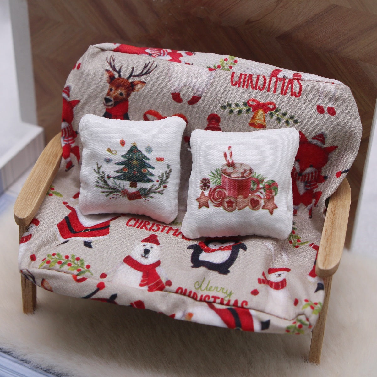 Handmade Dollhouse Christmas Pillow