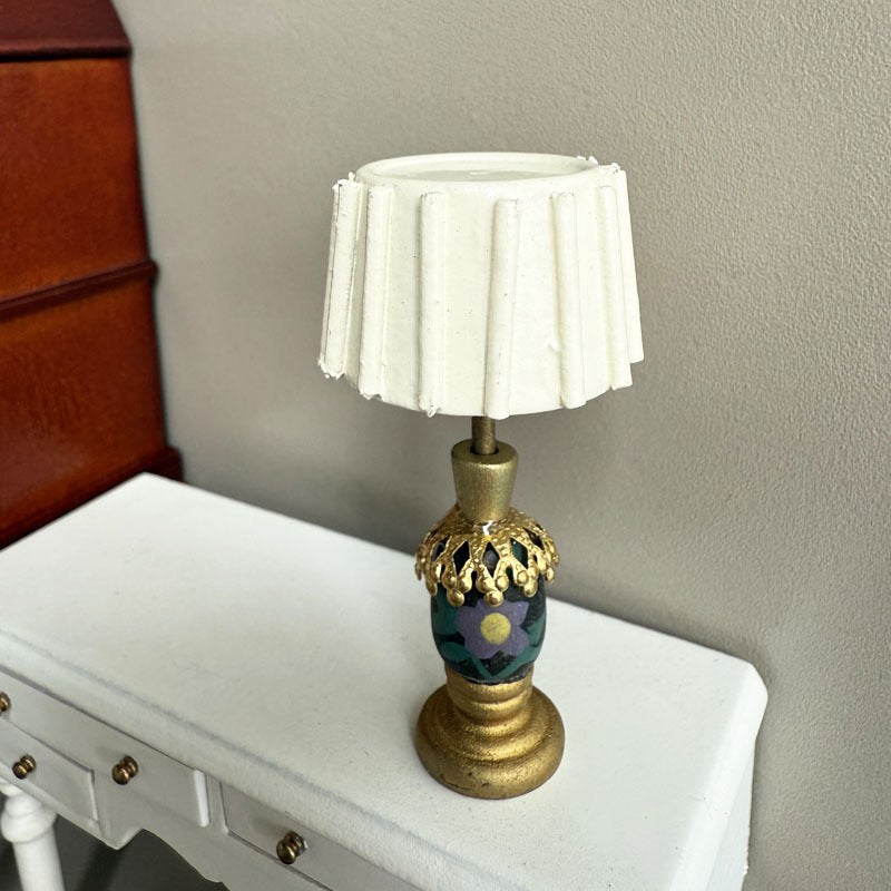 1:12 Dollhouse Miniature Table Lamp White Shade Bedside Lamp