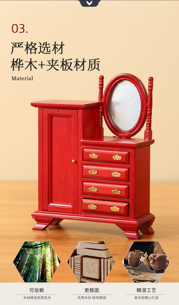 1:12 Dollhouse Mini Furniture Bedroom Furniture Chest of Drawers Vintage Dressing Table Wholesale