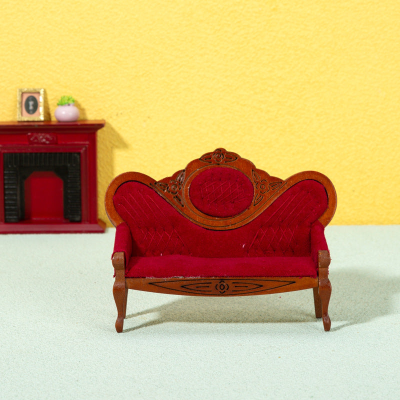 1:12 Dollhouse DIY Miniature Dollhouse Furniture Model Toy Finished Living Room Decoration Long Sofa
