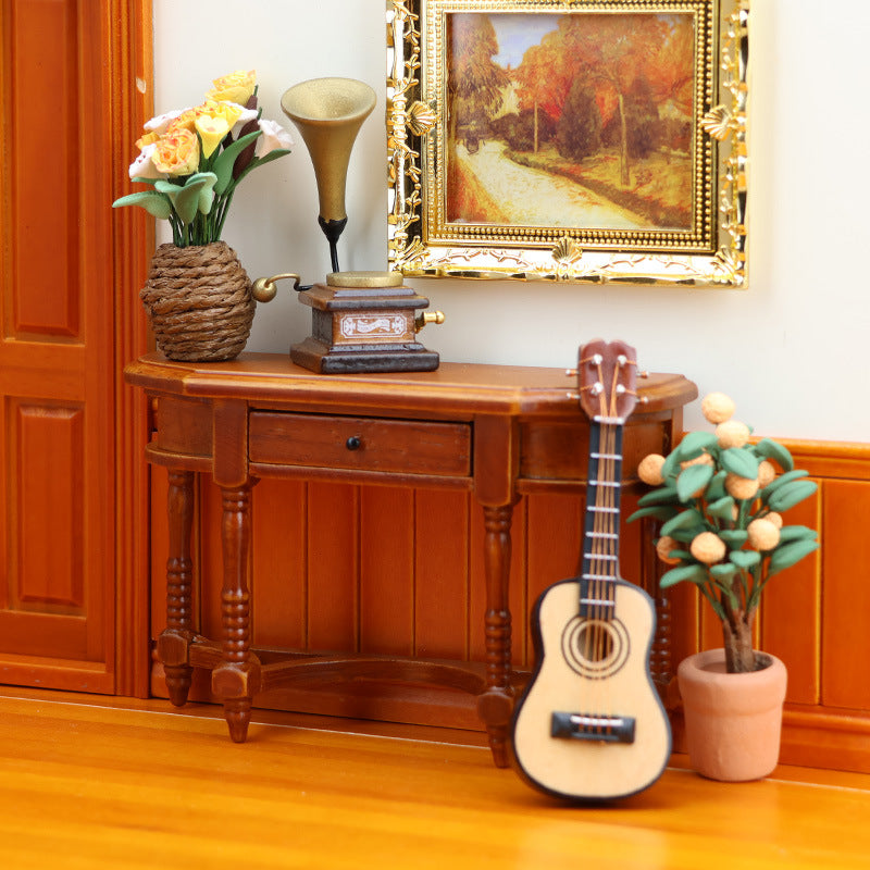 1:12 Dollhouse DOLLHOUSE Frniture Miniatur European Retro Half Table Desk