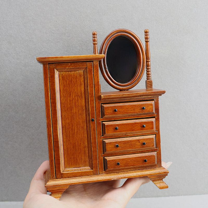 1:12 Dollhouse wooden  Decoration European Style Storage Dressing Cabinet