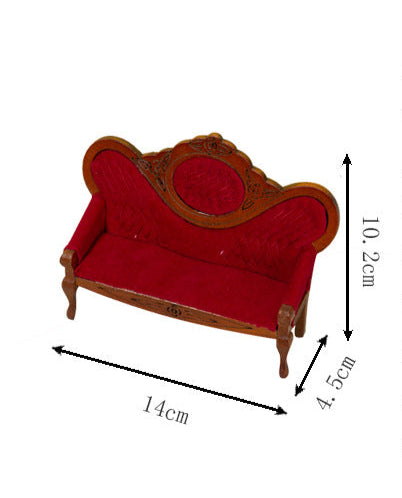 1:12 Dollhouse DIY Miniature Dollhouse Furniture Model Toy Finished Living Room Decoration Long Sofa