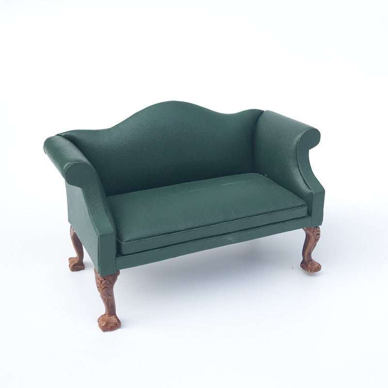 1:12 Dollhouse Mini Furniture Model Gift Single and Double Leather Sofa with Footrest