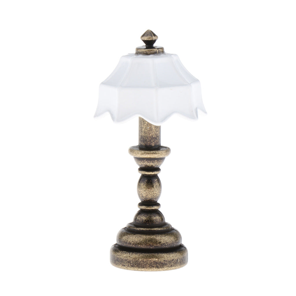 1:12 Dollhouse Miniature Model Scene OB11 Props Metal Tiffany Table Lamp Bedside Lamp