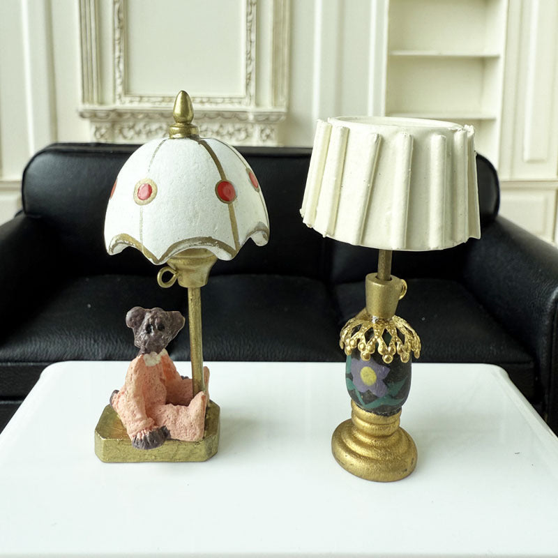 1:12 Dollhouse Miniature Table Lamp White Shade Bedside Lamp
