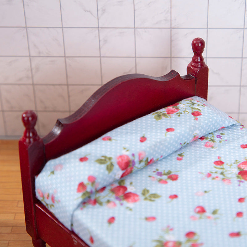 1:12 Miniature Dollhouse Decoration Furniture Bedroom Wooden Single Bed