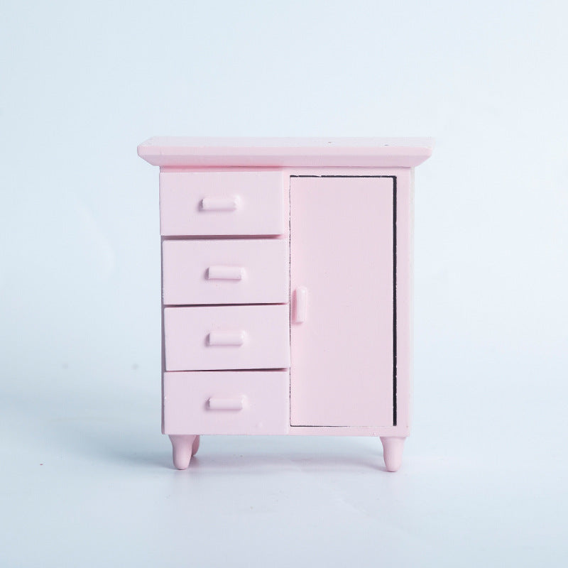 1:12 Dollhouse Miniature One Door Four Cabinets Simulation Furniture Mini Wooden Craft Ornament