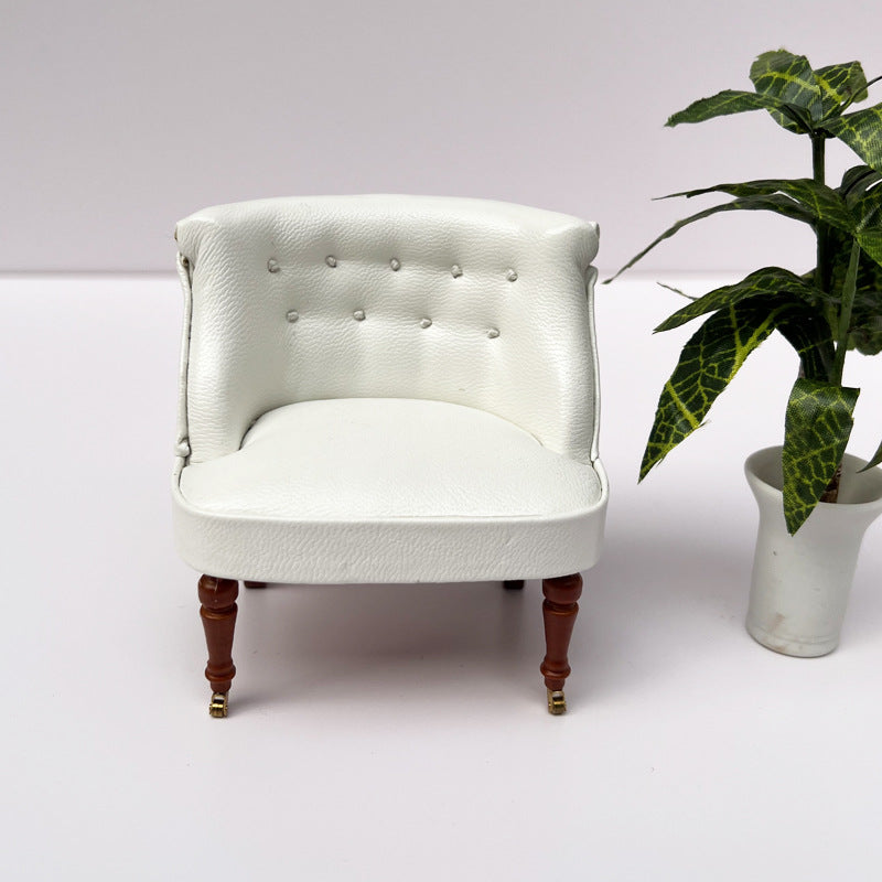 1:12 Dollhouse Furniture Living Room Model Leather Sofa Backrest Chair Wheelchair