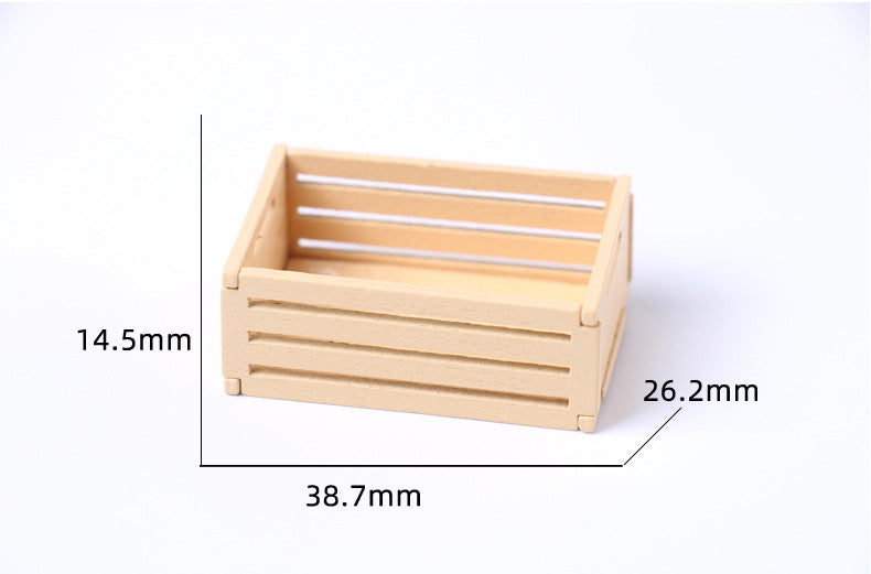Mini Fruit Wooden Frame Storage Box Organizer Basket Dollhouse Miniature Scene Decoration