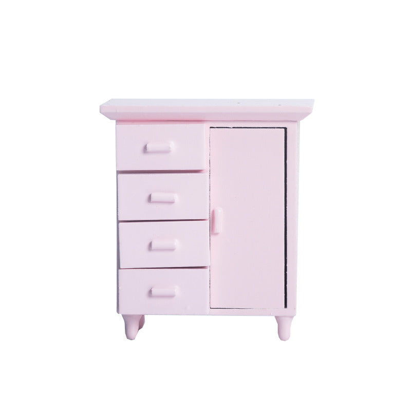 1:12 Dollhouse Miniature One Door Four Cabinets Simulation Furniture Mini Wooden Craft Ornament